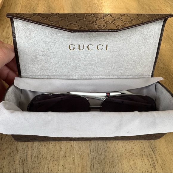 Gucci White Frame Gradient Lens Aviator Mens Sunglasses - Picture 12 of 12